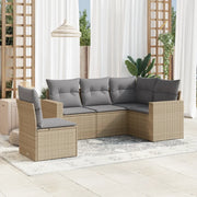 Set Divano da Giardino 5 pz con Cuscini Beige in Polyrattan 3251306