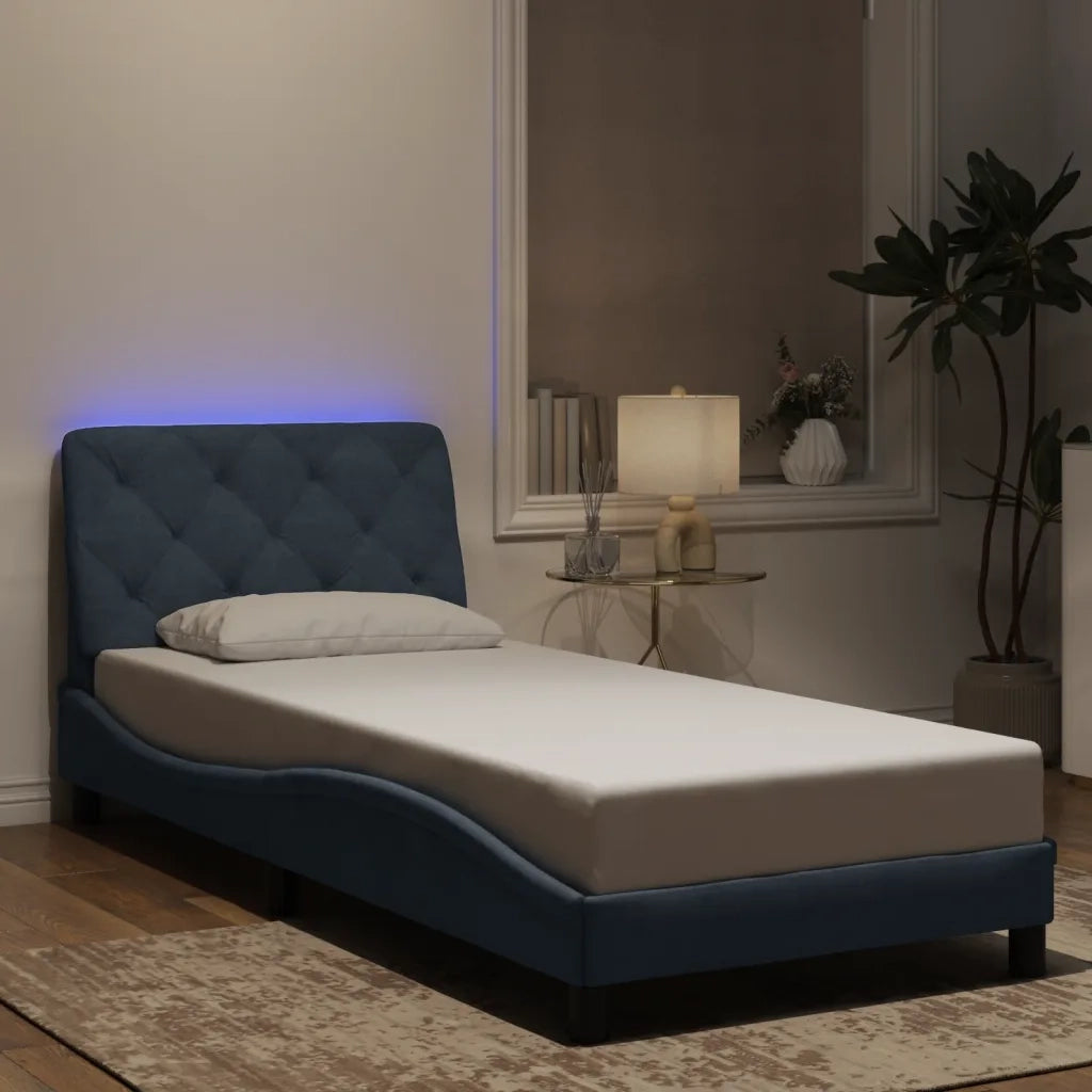 Giroletto con LED senza Materasso Grigio Scuro 90x200 cm in Velluto