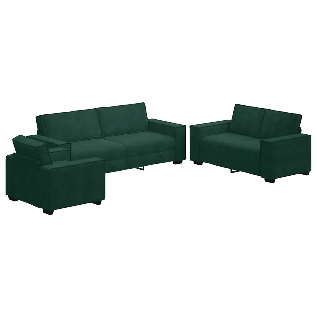 Set di Divani 3 pz con Cuscini Verde scuro in Velluto 3324620