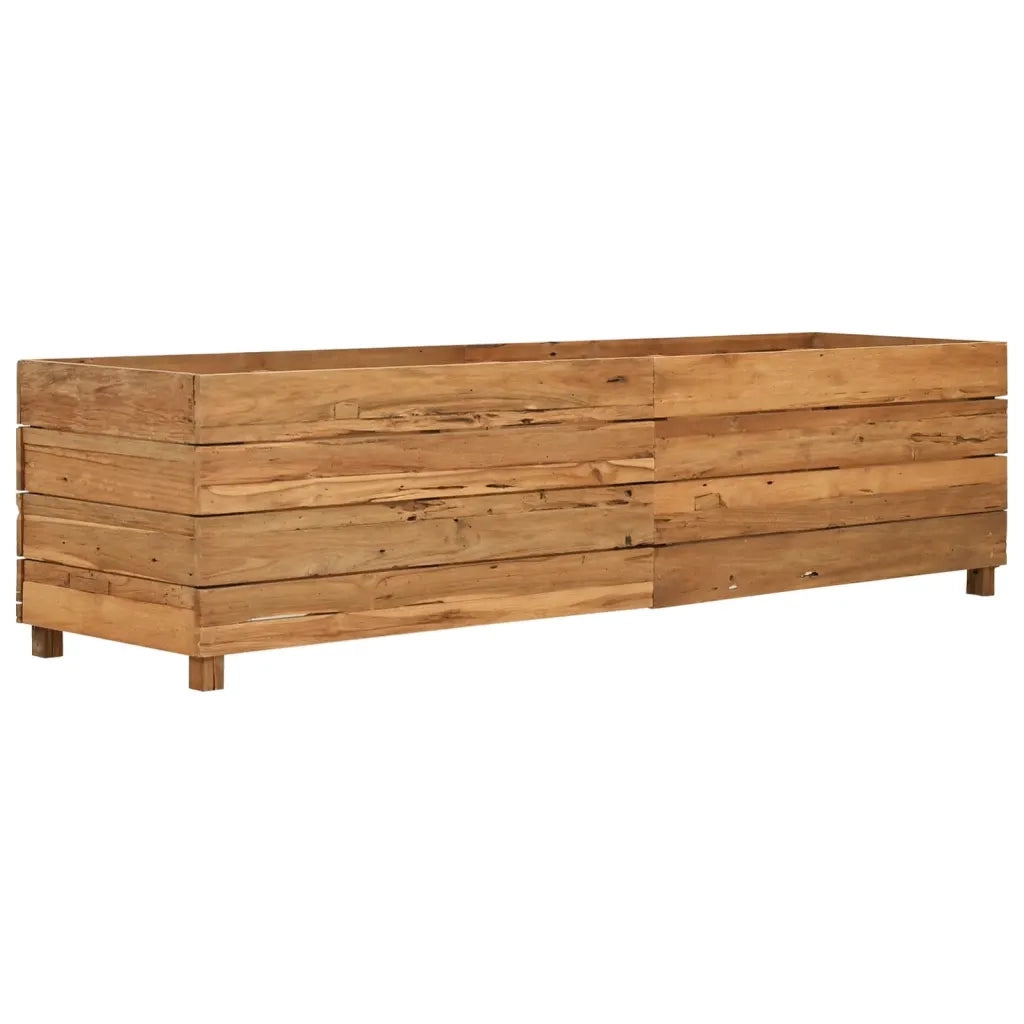 Fioriere | Cassetta per fiori | Letto Rialzato 150x40x38 cm Legno di Teak di Recupero e Acciaio