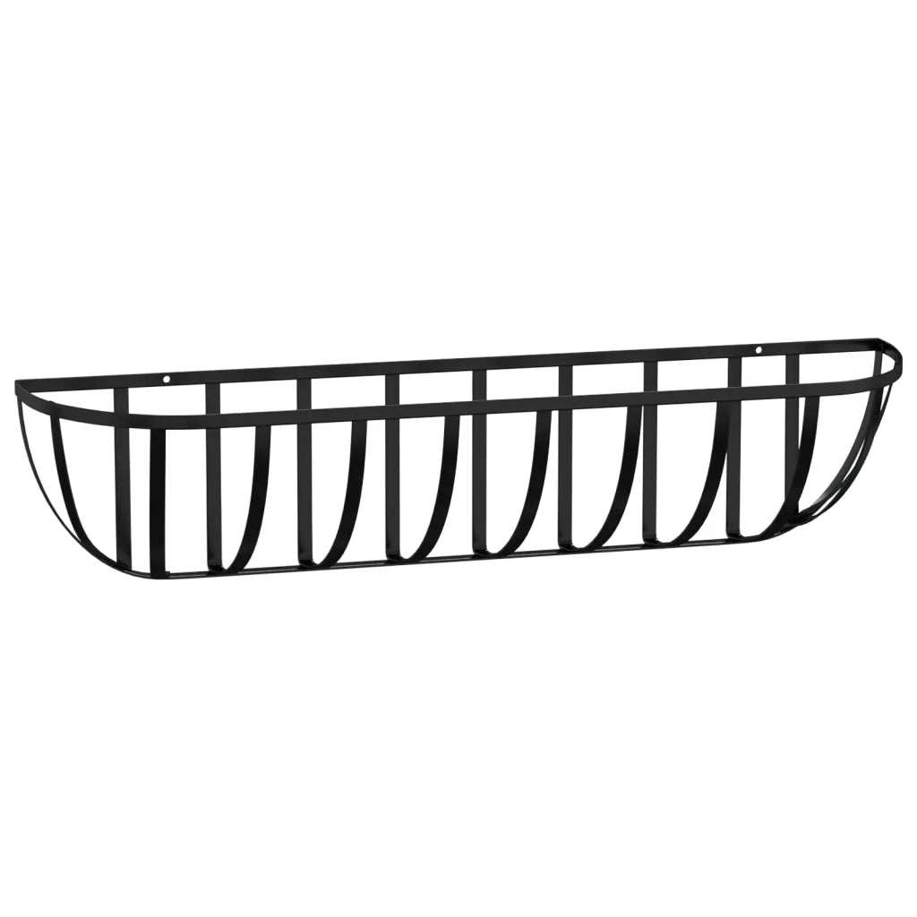 Set di 2 robuste fioriere da parete in acciaio 91 x 20 x 23 cm per balcone decorazione da giardino in fibra di cocco nera 02_0046614