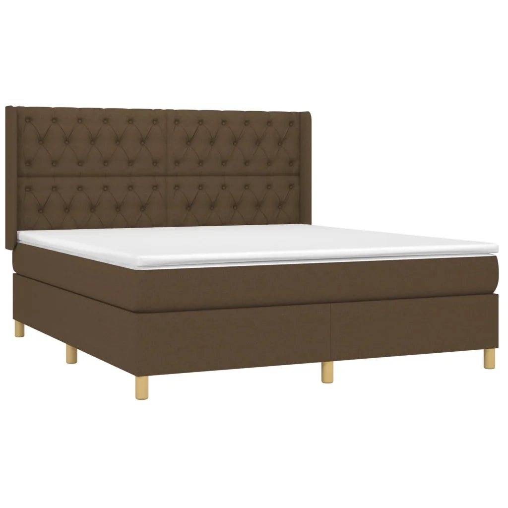 Giroletto a Molle con Materasso Marrone Scuro 160x200cm Tessuto 3132244