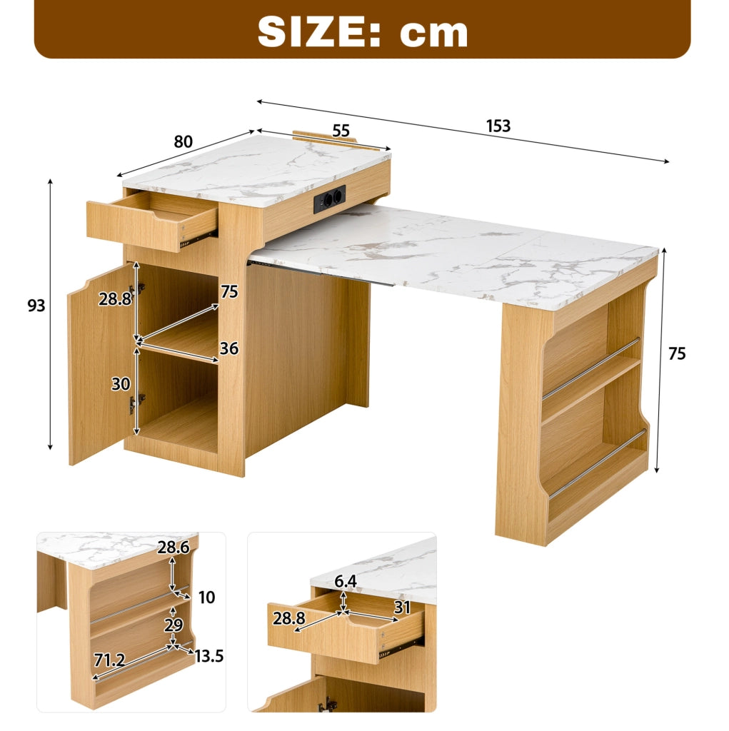 Mobile cucina multifunzione allungabile con prese e cassetti