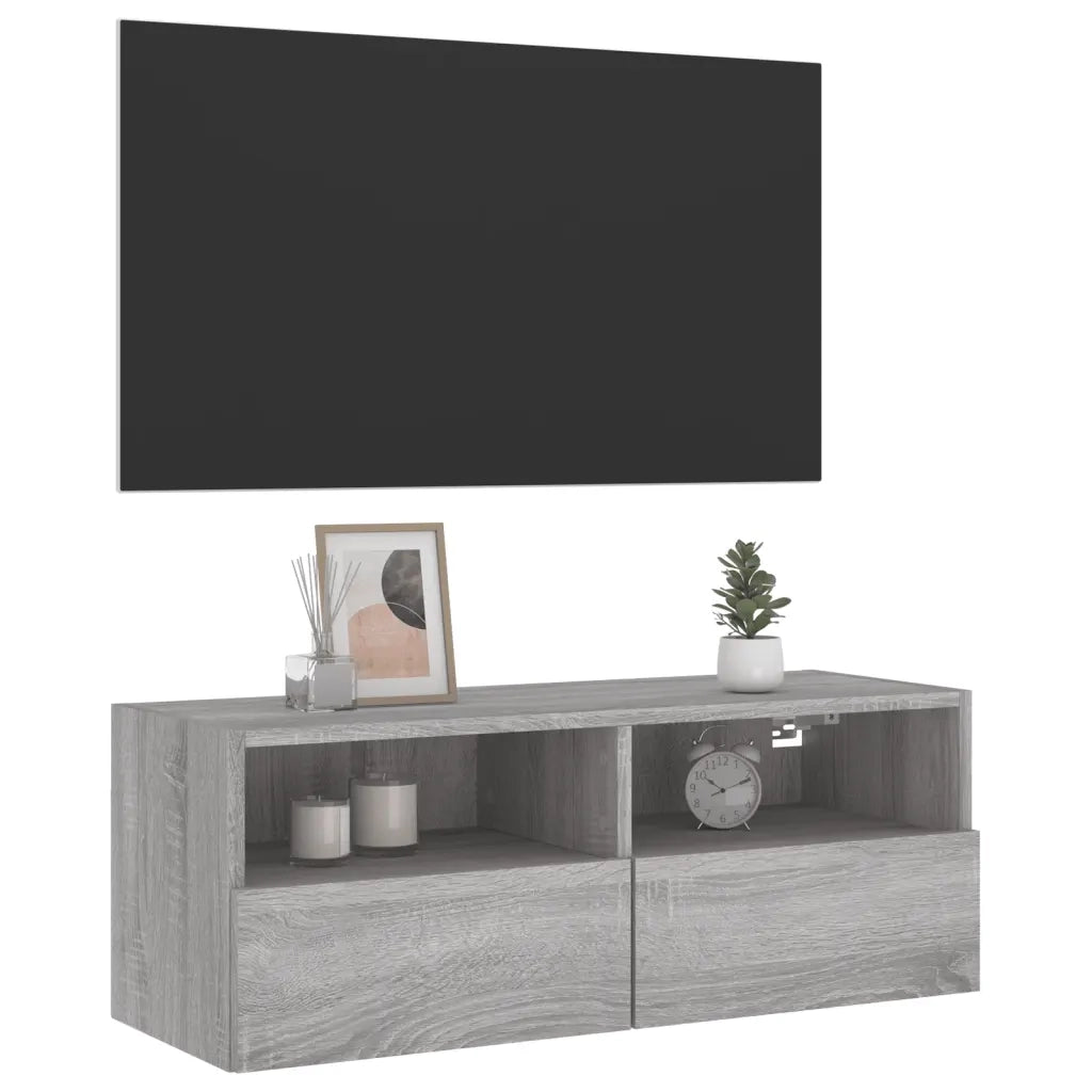 Mobile TV a Parete Grigio Sonoma 80x30x30 cm Legno Multistrato 836878