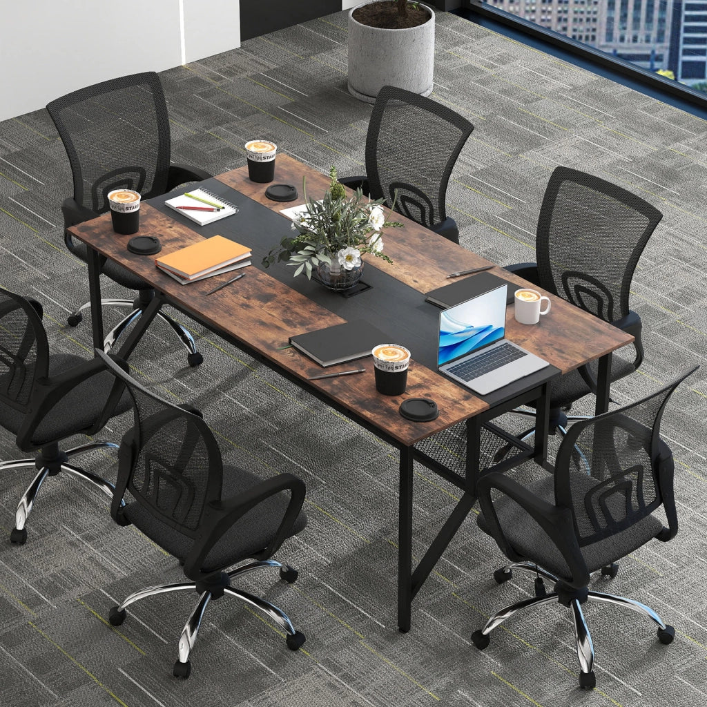 Scrivania da ufficio-Tavolo da conferenza con ripiano portaoggetti e cassettiera-Scrivania per 6-8 persone ufficio e sala riunioni 180 x 96 cm