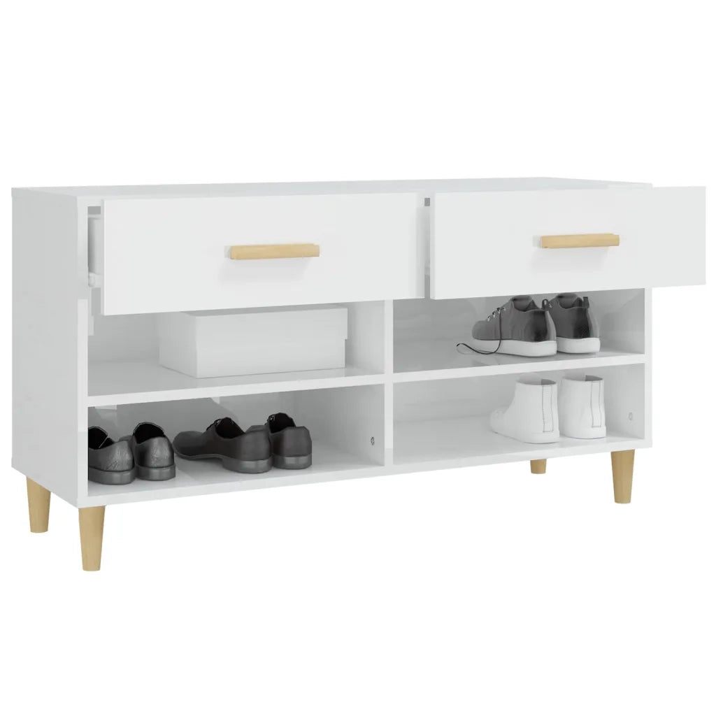Scarpiera | Mobile per scarpe Bianco Lucido 102x35x55 cm in Legno Multistrato