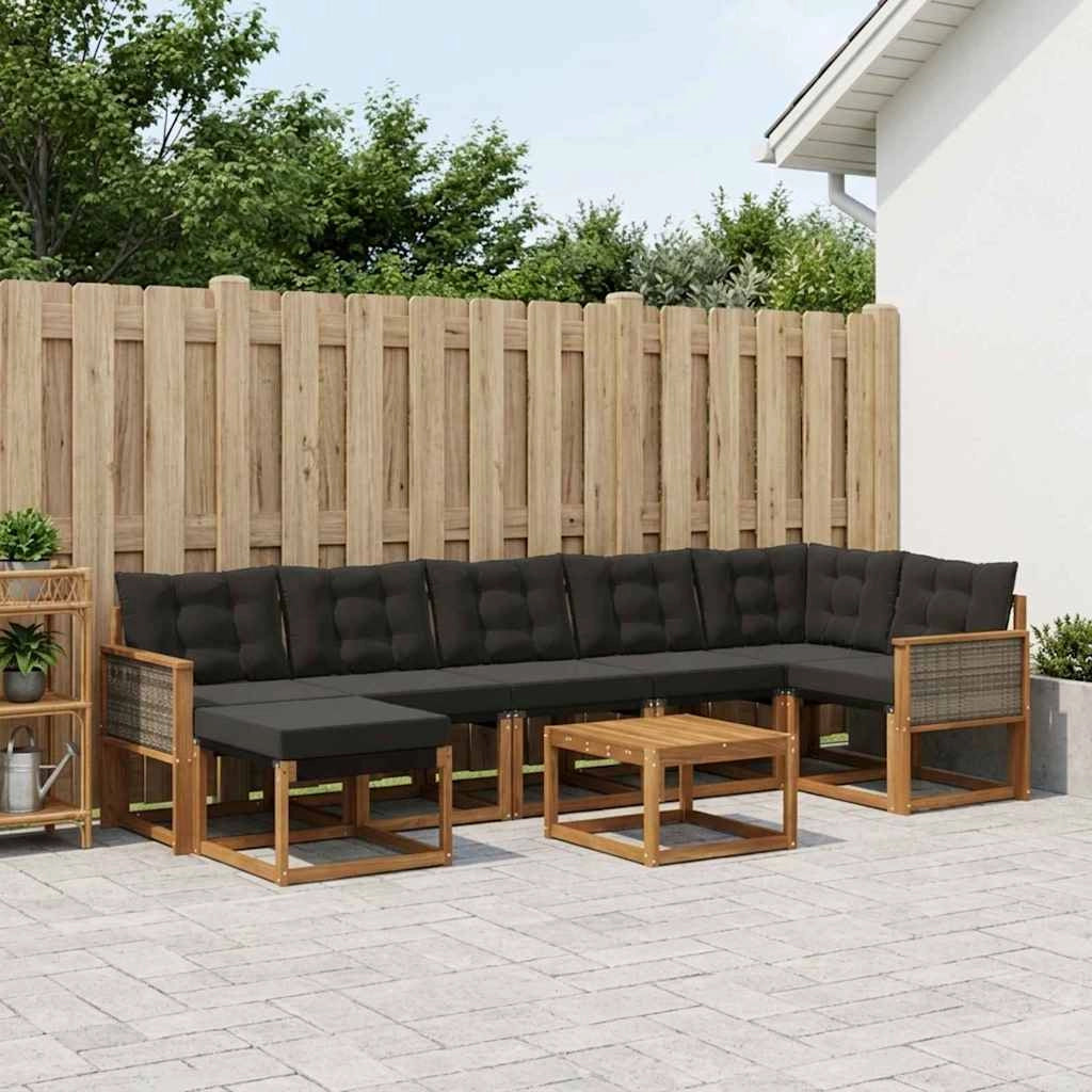 Set di divani da esterno 8 pz Naturale e Nero 3382108
