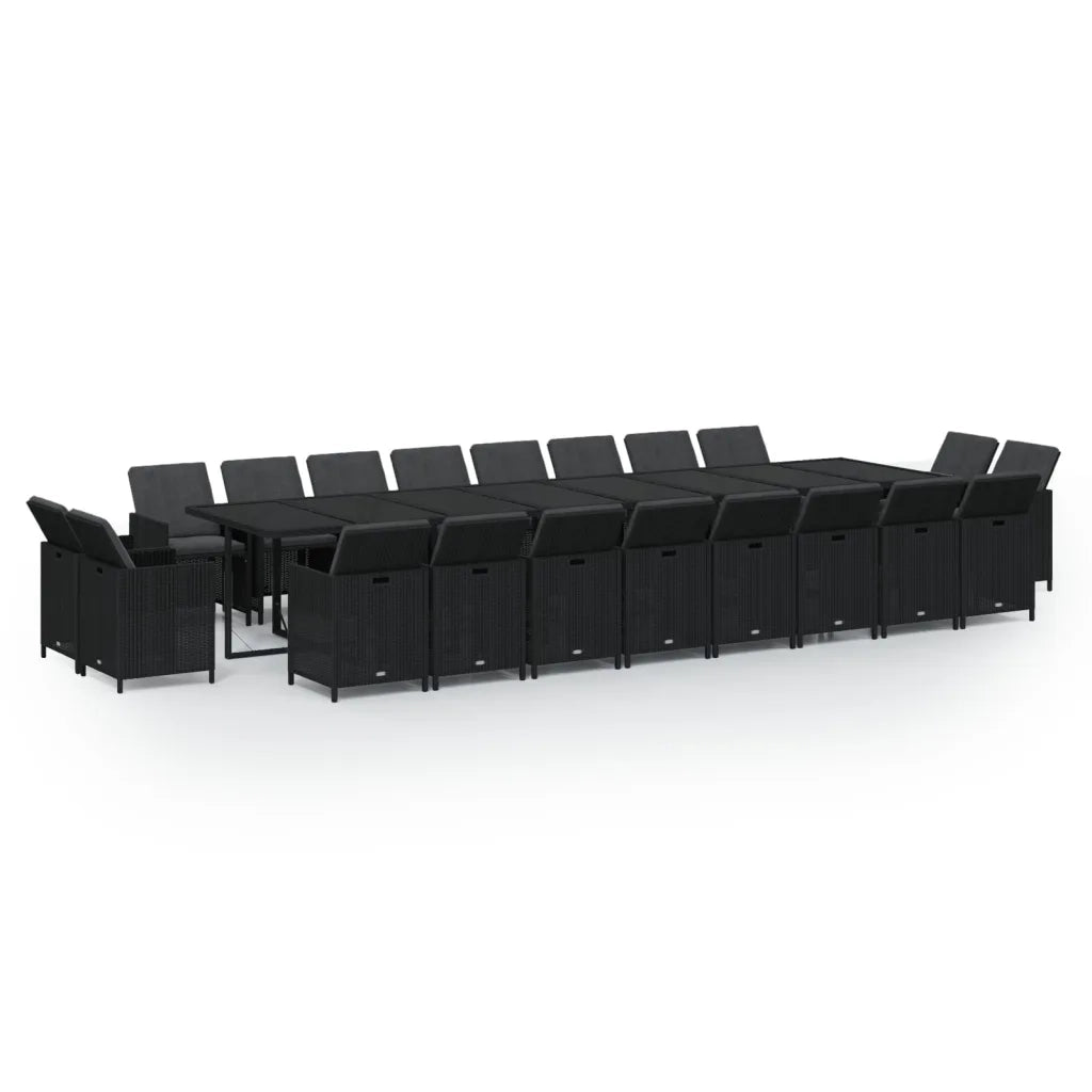 Set da Pranzo da Giardino 21 pz con Cuscini in Polyrattan Nero 3095668