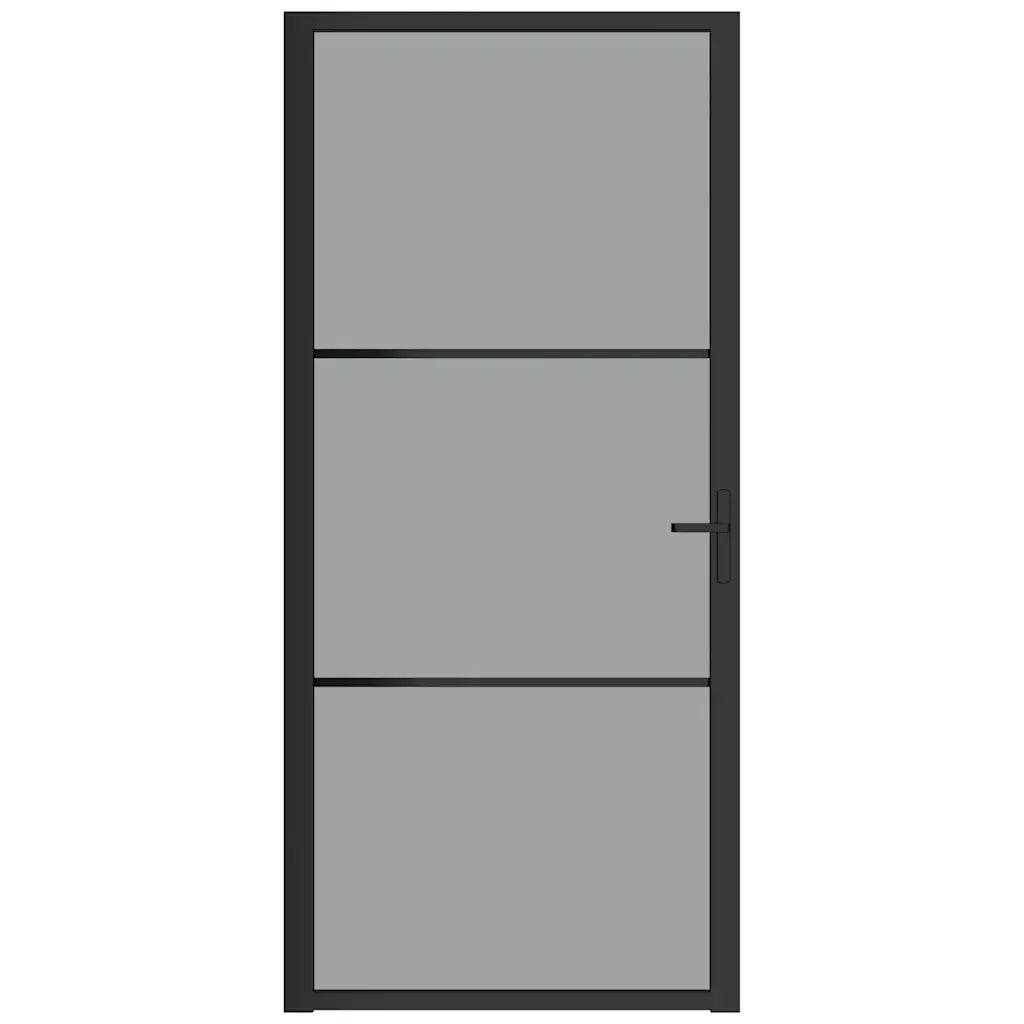 Porta Interna 93x201,5 cm Nera in Vetro ESG e Alluminio 350562