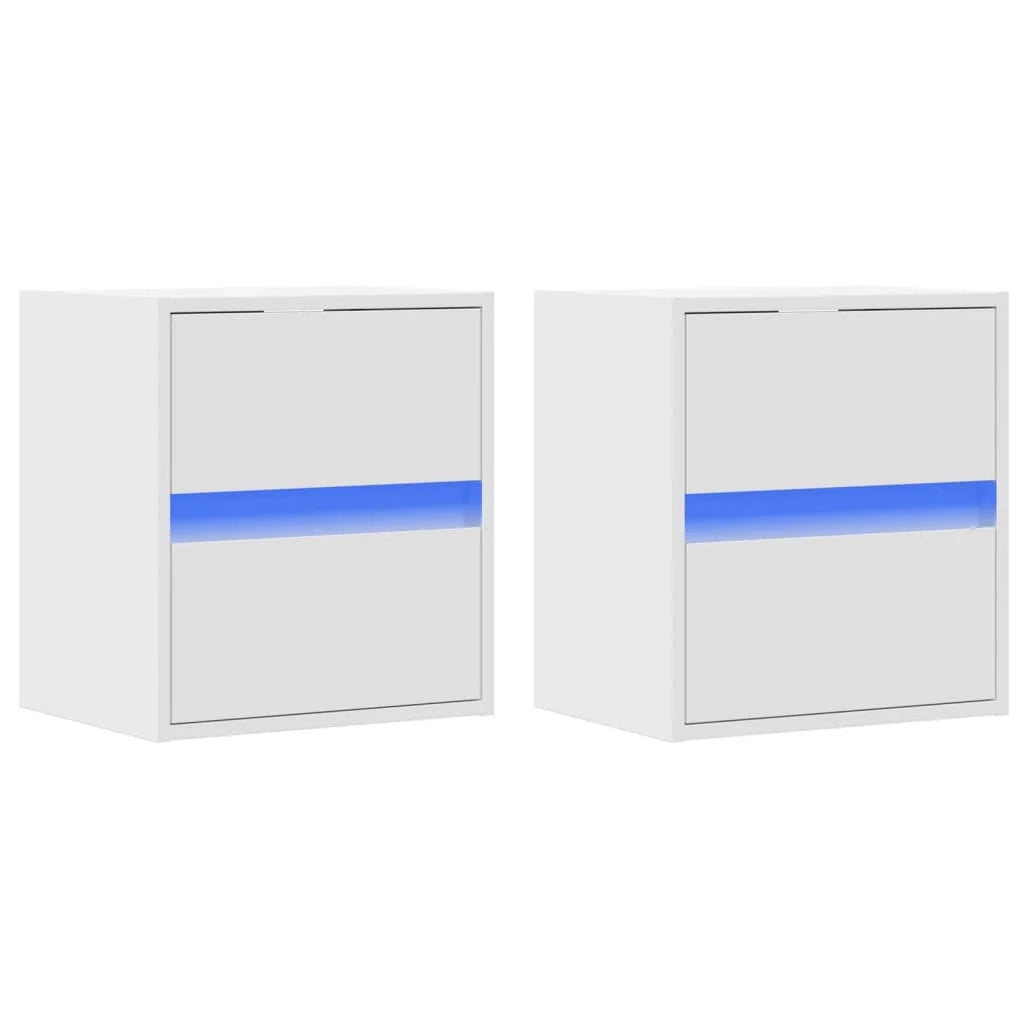 Mobile TV multimediale da parete mensola TV credenza mobile TV per sala da pranzo soggiorno camera da letto con luci LED 2 pezzi 41 x 31 x 45 cm bianco 02_0029106