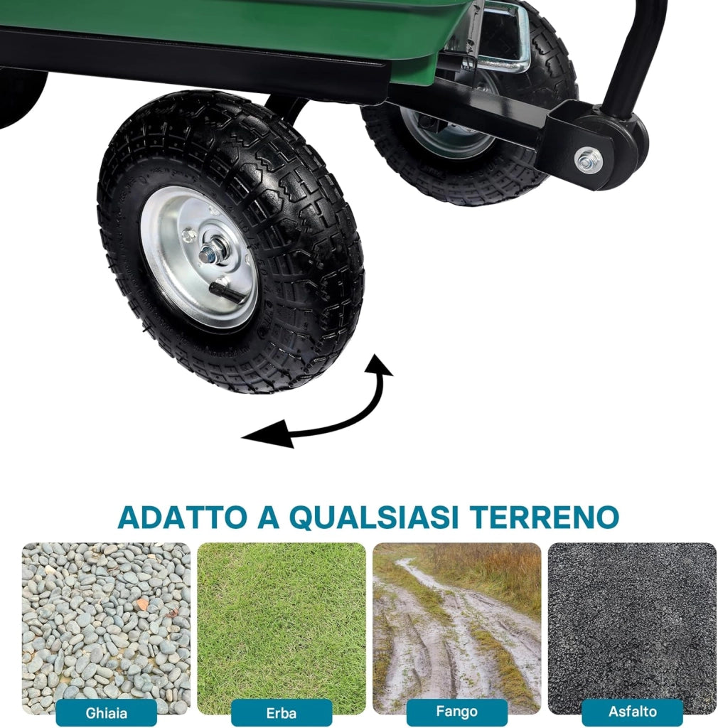 Carrello da giardino ribaltabile, capacità 75 l, portata max 240 kg, Carretto a mano Carriola