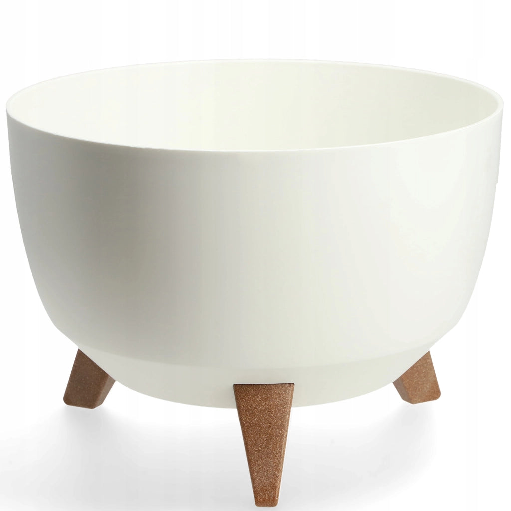 Vaso da fiori KADAX, fioriera, coperchio, gambe, inserto, supporto per fiori, 33 cm, bianco, ciotola rotonda