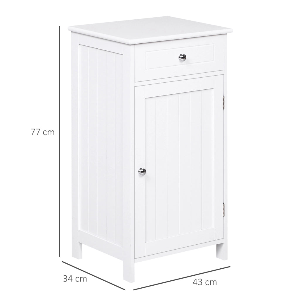 Mobiletto Armadietto 2 Cassetti, Mobile Bagno Design Anti-Ribaltamento da Bagno in MDF, 43x34x77 cm, Bianco