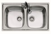Lavello inox a 2 vasche 79x50