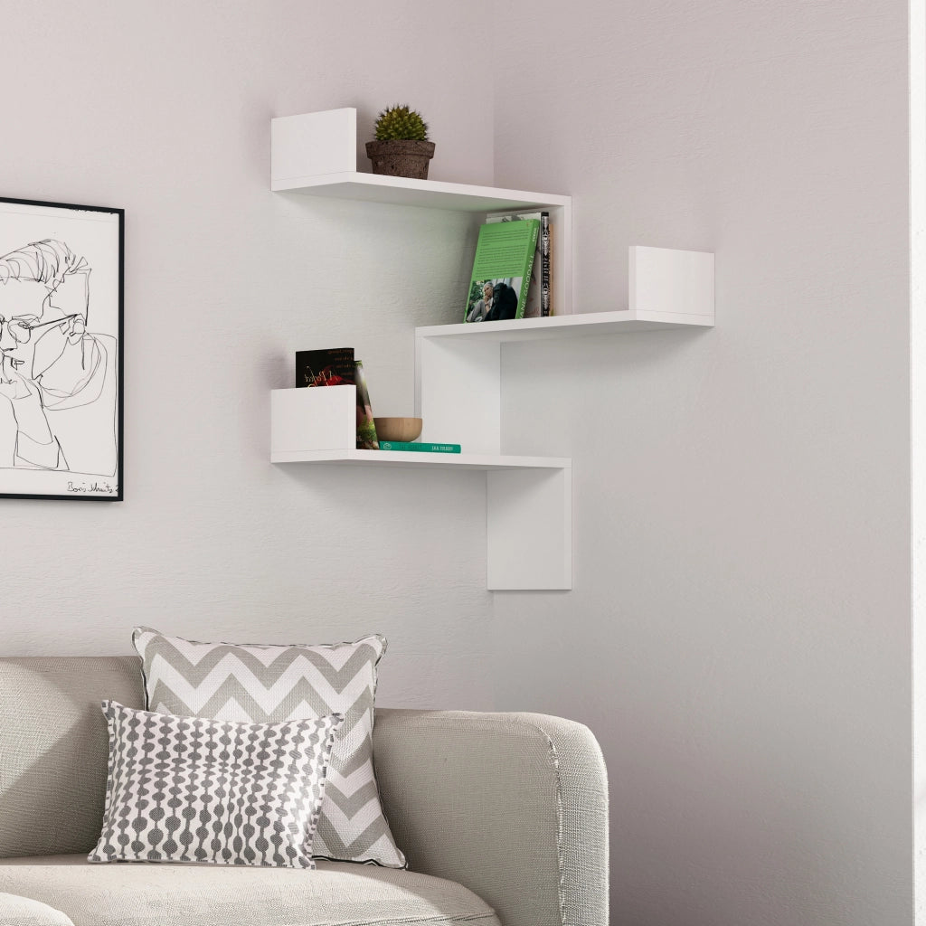 Mensola da parete in legno "Luksa" - 60 x 60 x 90 cm - Bianco