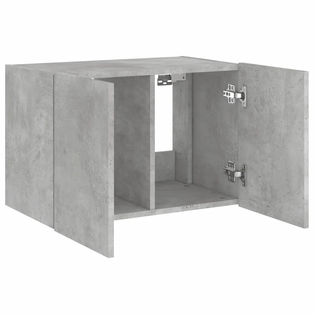Mobile TV a Parete con Luci LED-Mobile TV a Muro Grigio Cemento 60x35x41 cm