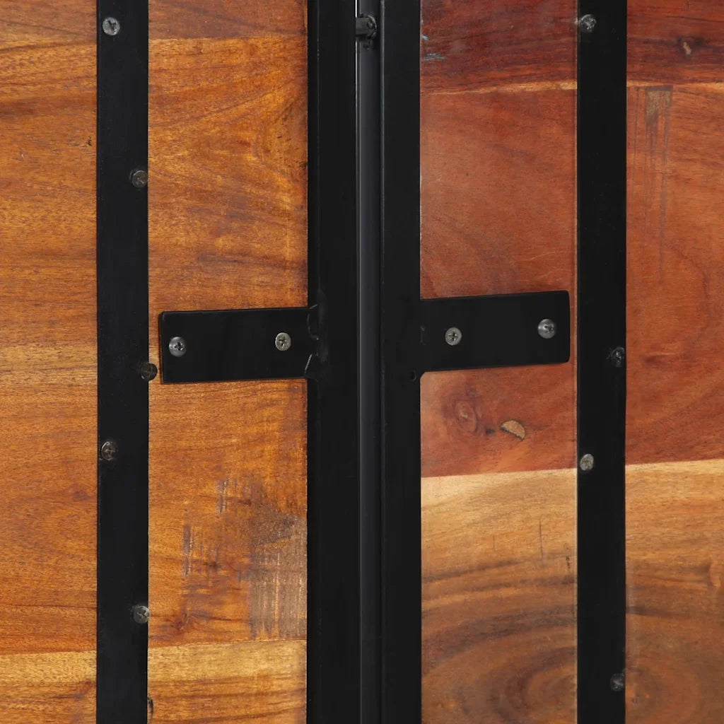 Testiera 180 cm in Legno Massello di Recupero e Ferro 4017556