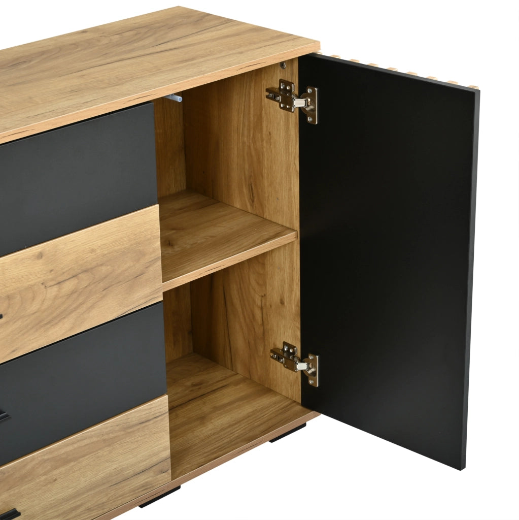 Credenza 140x35x70 cm in MDF, 4 cassetti e 2 ante