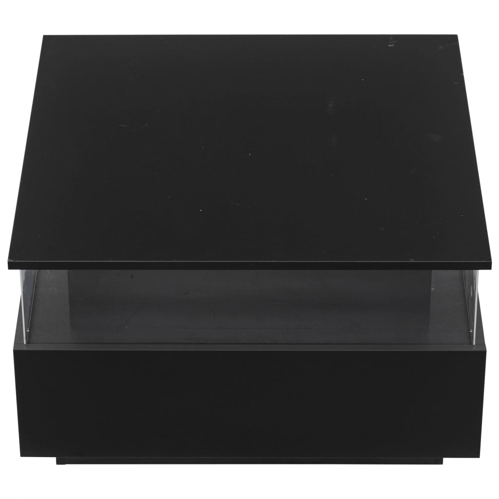 Tavolino da Caff¨¨ LED con 2 Cassetti e Piano Trasparente ¨C Xylo ¨C Bianco Lucido 70x70x41
