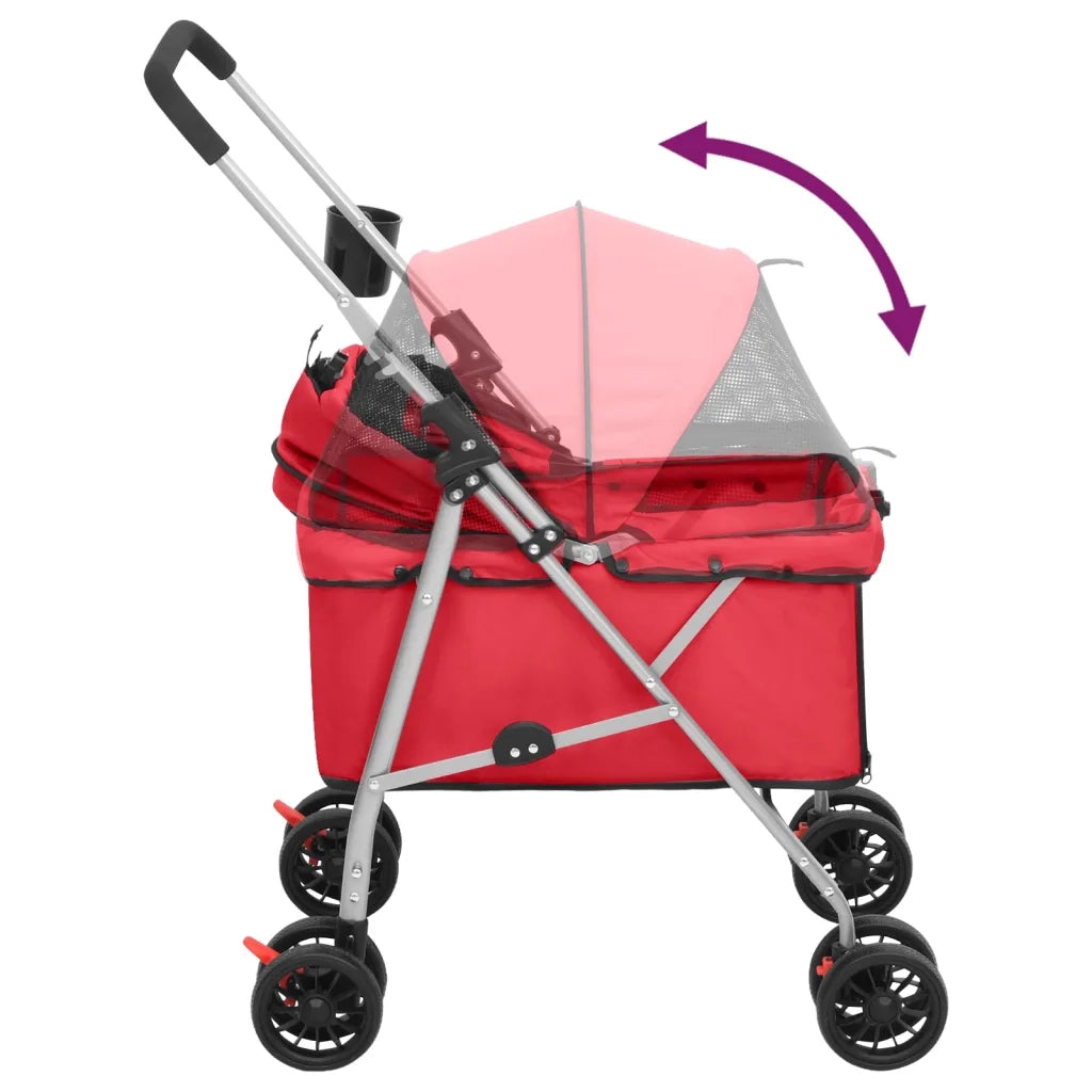 Passeggino per Cani Pieghevole Rosso 76x50x100cm Tessuto Oxford 172199