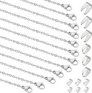 Catenelle in Acciaio Inossidabile 45 cm - 30 pezzi - Chiavi a Crociera - Chiavi a Sfondo - Per Creare Gioielli - Diametro 2 mm