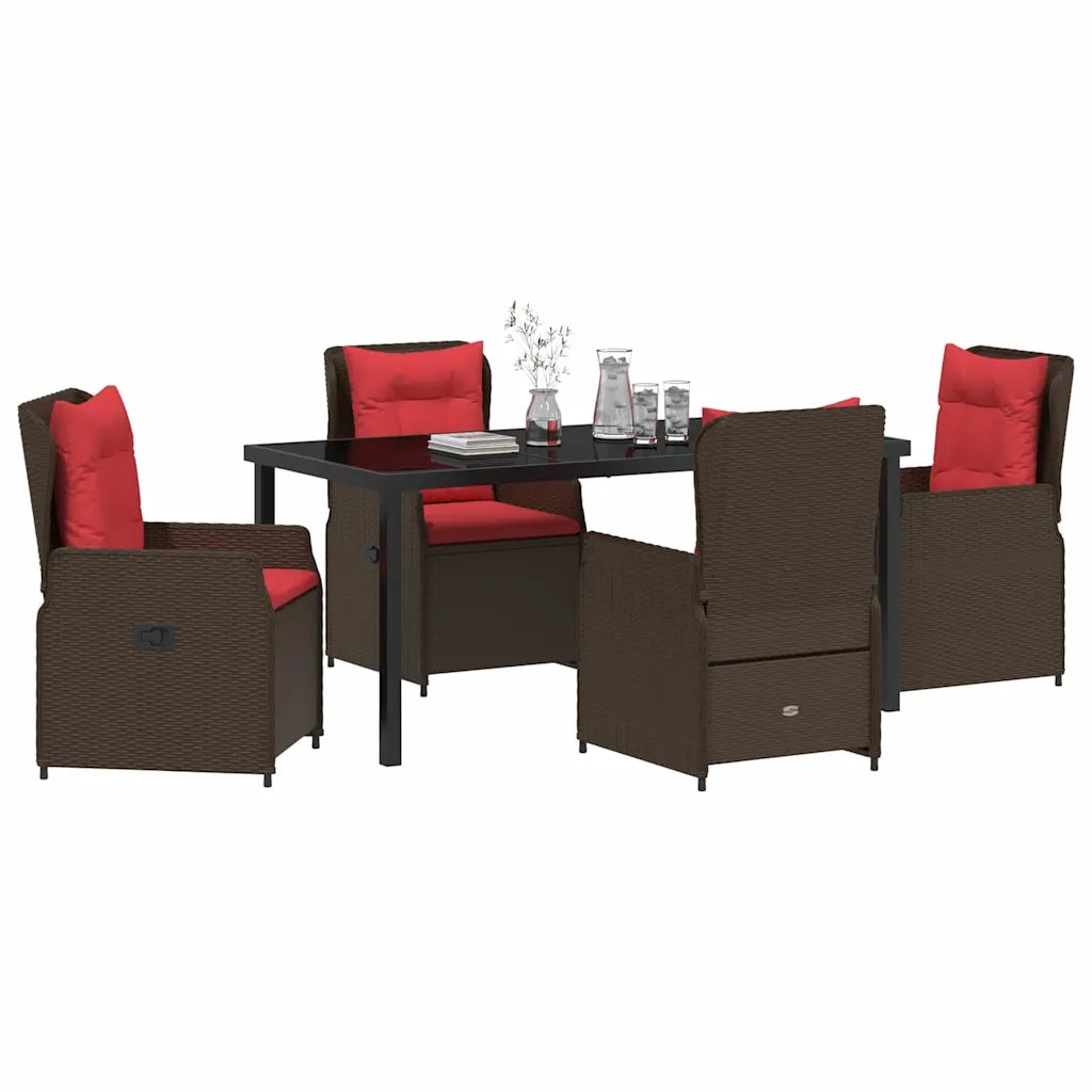 Set da Pranzo per Giardino 5 pcs Marrone Poly Rattan 3381026