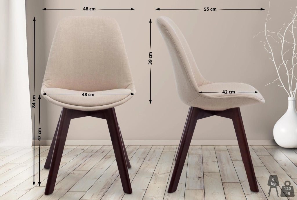 Sedia Borneo Tessuto V2 crema,noce