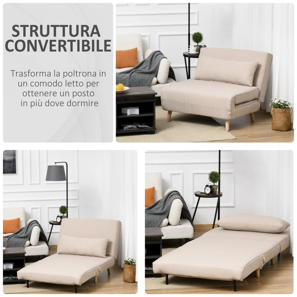 Poltrona Letto Reclinabile 3 in 1 ¨C zephmum ¨C Beige 94x78x80 cm