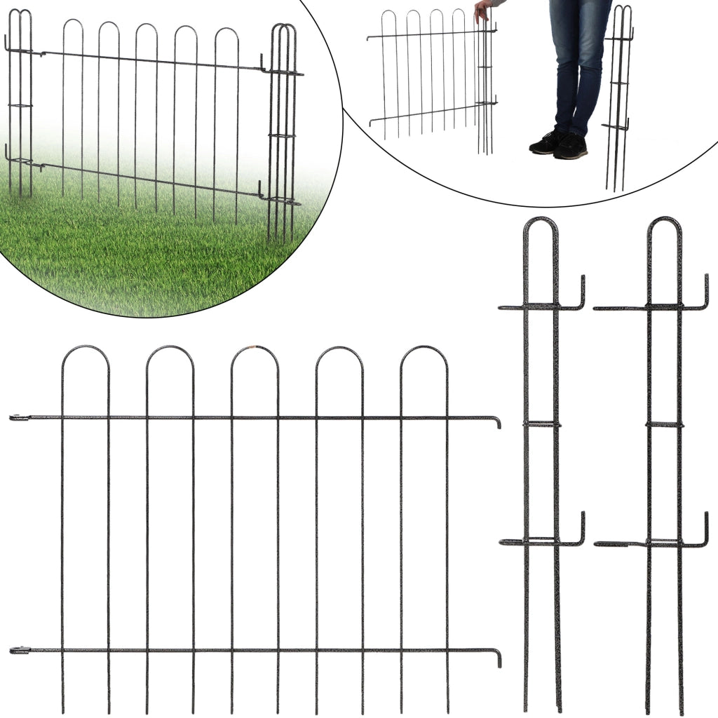 Cancello da giardino KADAX, pannello in metallo per recinzione con pali 93x72cm