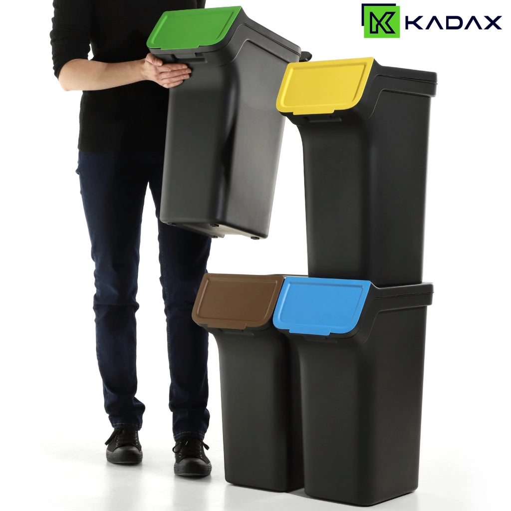 Pattumiera KADAX 25L Contenitore per la raccolta differenziata Secchio nero 4 pezzi