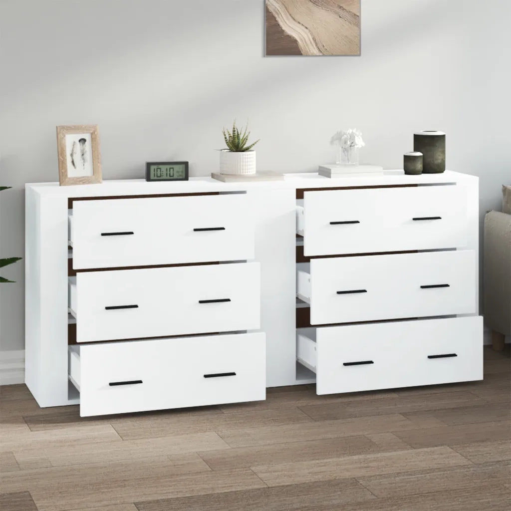 Credenze 2 pz | Madia | Buffet da pranzo | Armadio da pranzo Bianche in Legno Multistrato