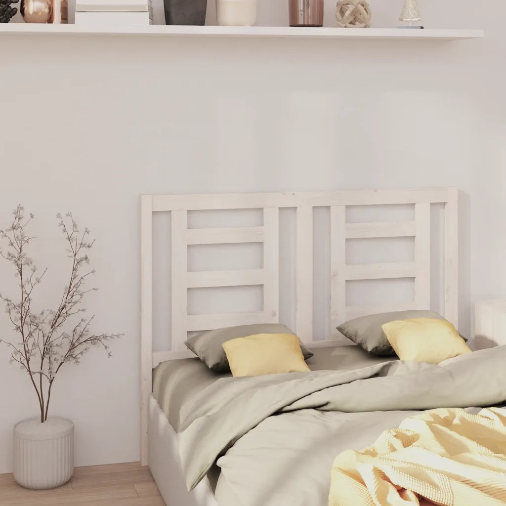 Testiera per Letto Bianca 146x4x100cm in Legno Massello di Pino 818821
