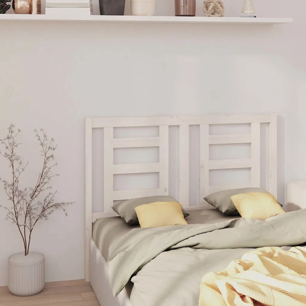 Testiera per Letto Bianca 146x4x100cm in Legno Massello di Pino 818821