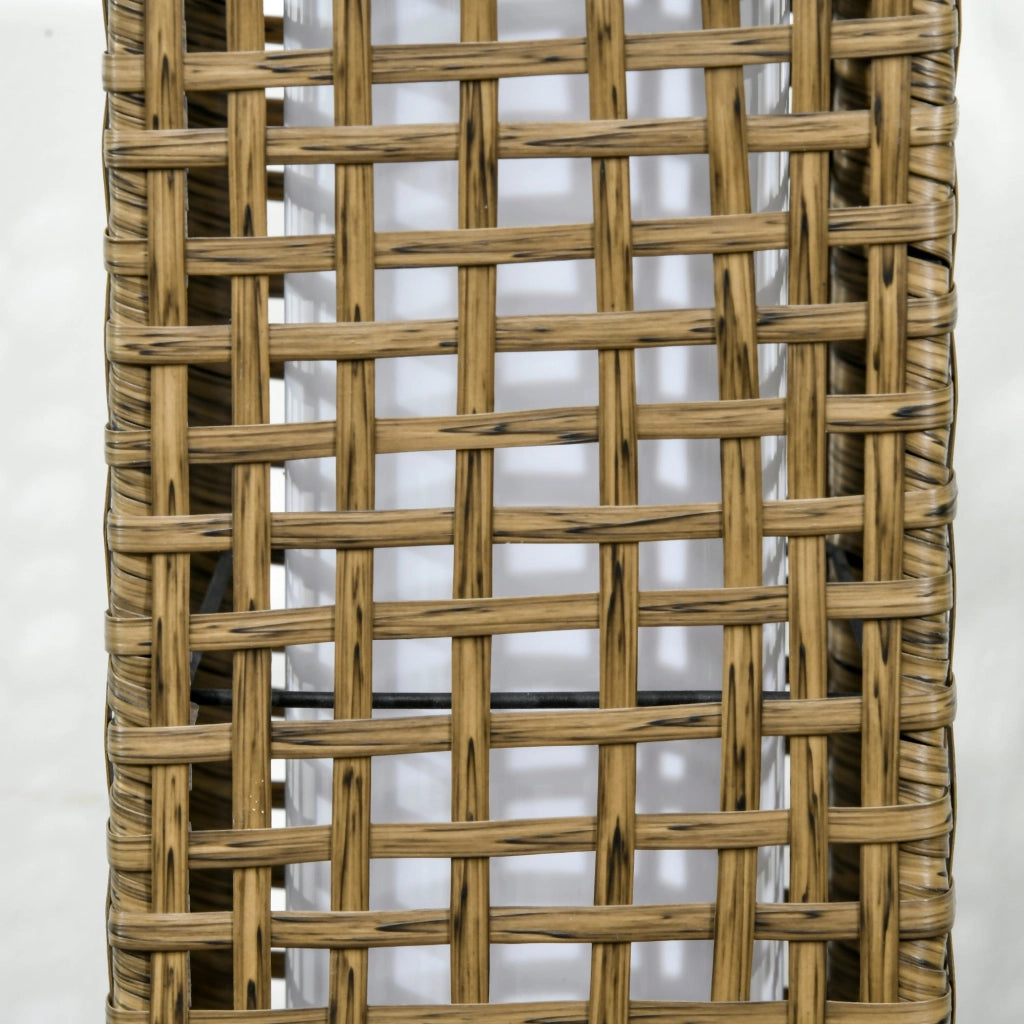 Lampada Solare da Giardino con Pannello di Ricarica 15,5x15,5x69 cm in Acciaio e Rattan Nero e Marrone