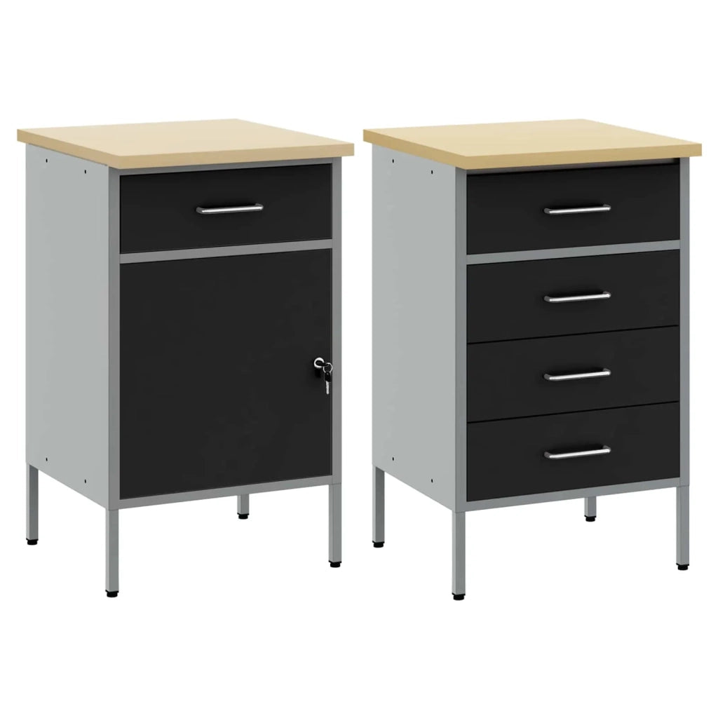 Mobile da lavoro 2 pz Nero e Grigio 100 x 55 x 85 cm CFW3298741
