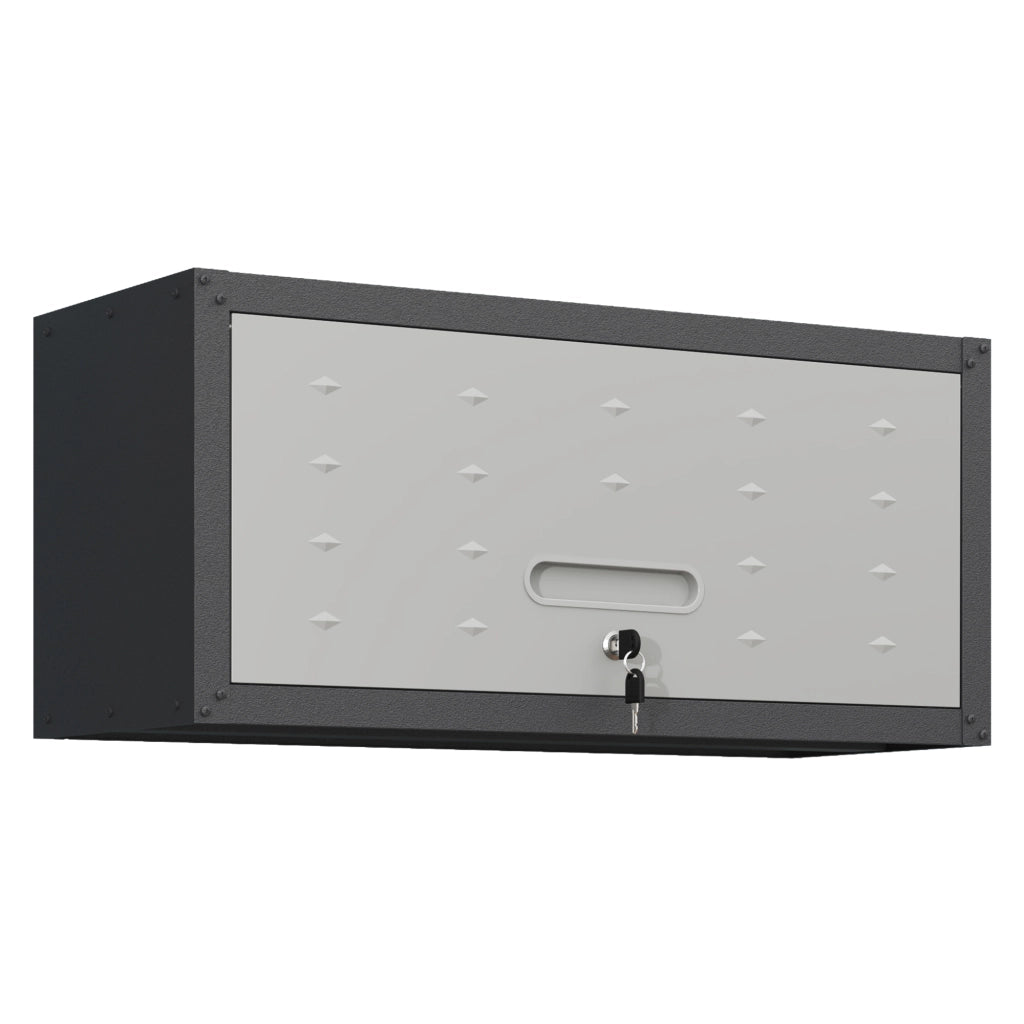 Pensile Portautensili 75x30x34,5 cm Nero Grigio in Acciaio SPCC con Serratura e 2 Chiavi