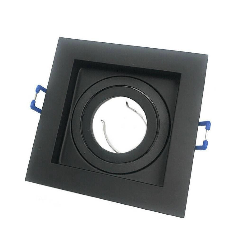 Trade Shop - Portafaretto Incasso Quadrato Acciaio P23 Orientabile Supporto Faretto Porta Faretti - Nero