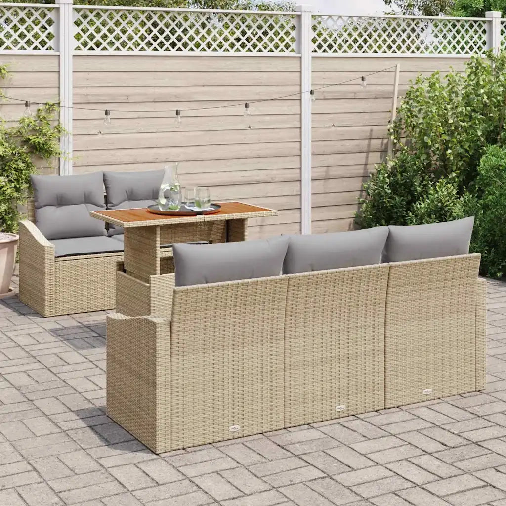 Set Divano da Giardino 6 pcs Beige Poly Rattan 3358513