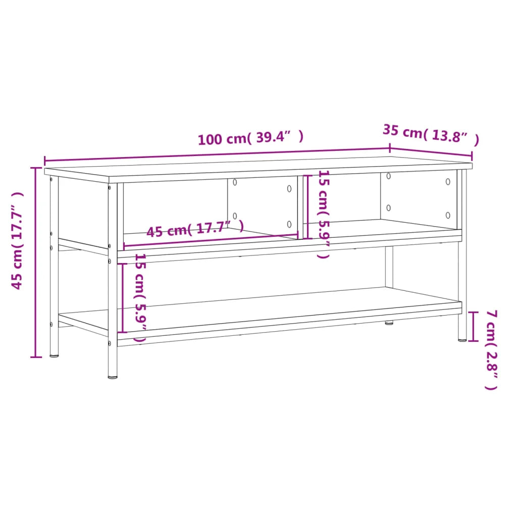 Mobile TV multimediale mensola TV credenza TV sala da pranzo soggiorno camera da letto rovere Sonoma 100 x 35 x 45 cm legno ingegnerizzato marrone 02_0027420