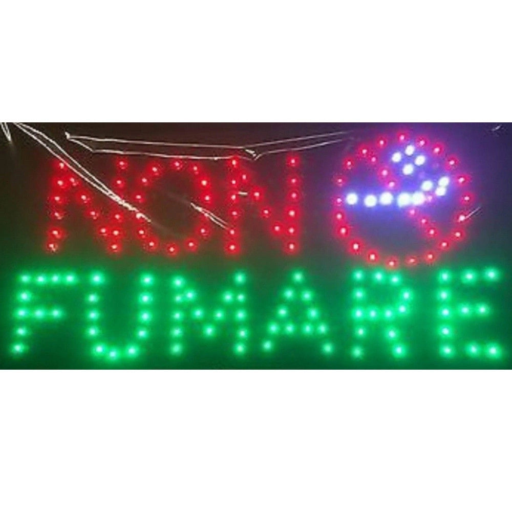Trade Shop - Insegna Luminosa A Led Con Scritta Non Fumare Con Divieto Vietato Fumare 48x25cm -