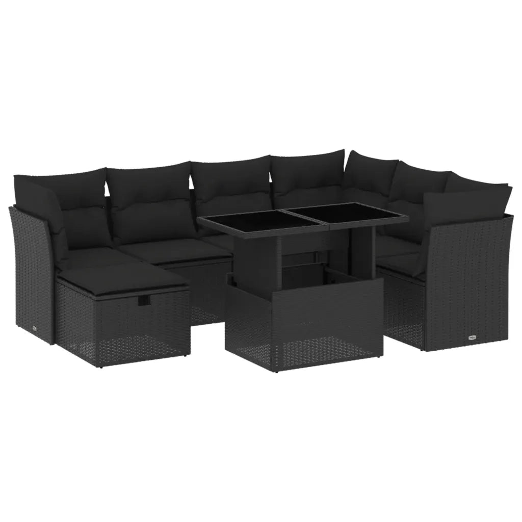 Set Divani da Giardino con Cuscini 8 pz Nero in Polyrattan 3274675