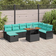 Set Divano da Giardino 9 pcs Nero polyrattan 3361263