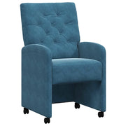 Sedie da Pranzo con Ruote 2 pz | Sedie da cucina Blu 58 x 67 x 97 cm Velluto