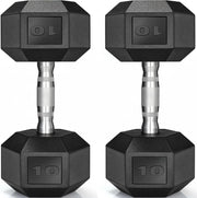Set di 2 manubri esagonali, 10 – 30 kg, con rivestimento antiscivolo, impugnatura ergonomica, set di manubri corti in gomma polimerica, per allenamento aerobico