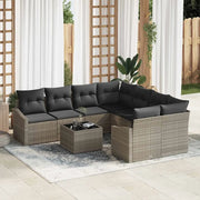 Set di divani con cuscino 9 pcs Grigio chiaro polyrattan
