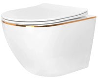 Vaso Wc Sospeso Rea Carlo Tornado Rimless Flat Gold Edge