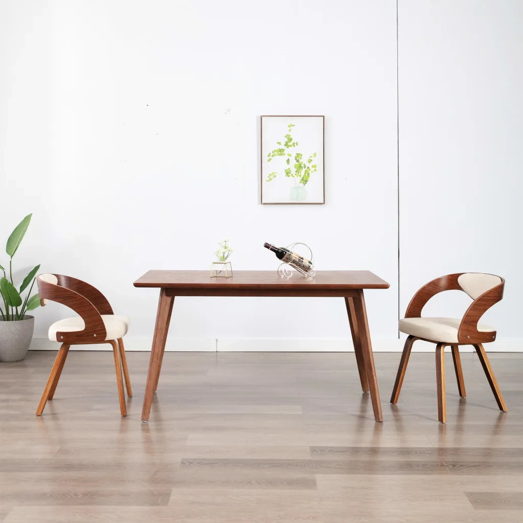Sedie da Pranzo 2 pz Crema in Legno Piegato e Similpelle cod mxl 23929