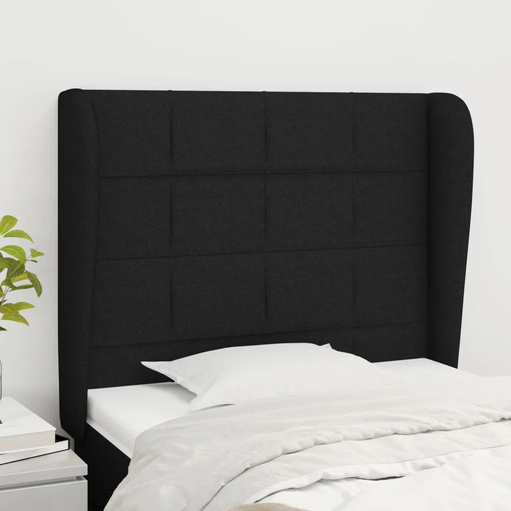 Testiera | Testata ad Orecchio Nera 103x23x118/128 cm in Tessuto