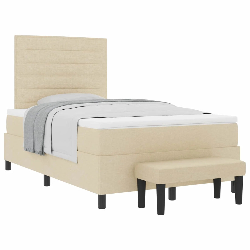 Letto a molle con testiera Crema 120 x 190 cm Tessuto