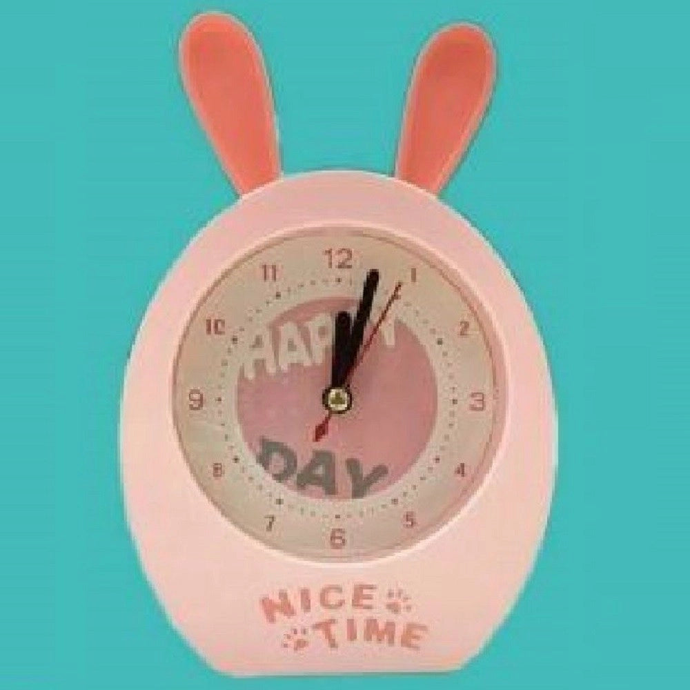 Trade Shop - Orologio Sveglia Analogica A Forma Di Coniglietto Da Tavolo Per Bambini Tx-9124 -